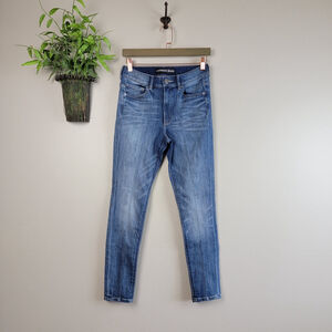Express Front Seam Ankle Legging Skinny Medium Wash High Rise Jegging Jeans 4